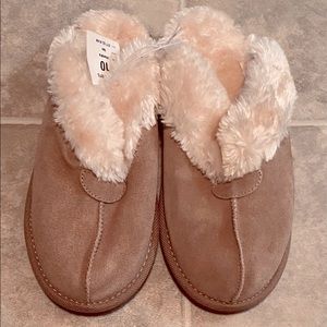 Chandra genuine suede tan slide slippers